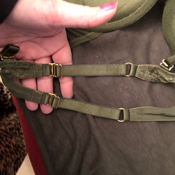 Victoria Secret 38B rare olive green push up bra great double back strap - Picture 3 of 14